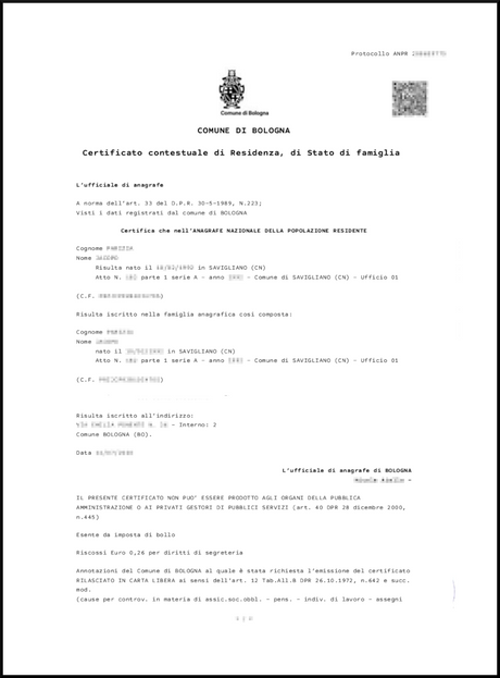 certificato contestuale